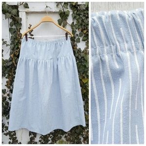 Vintage 90s Striped Skirt Long Modest A Line Blue
